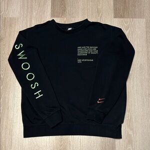 Nike Vintage Y2K Men's Black with Lime and Orange Embroidery Crewneck Sweatshirt